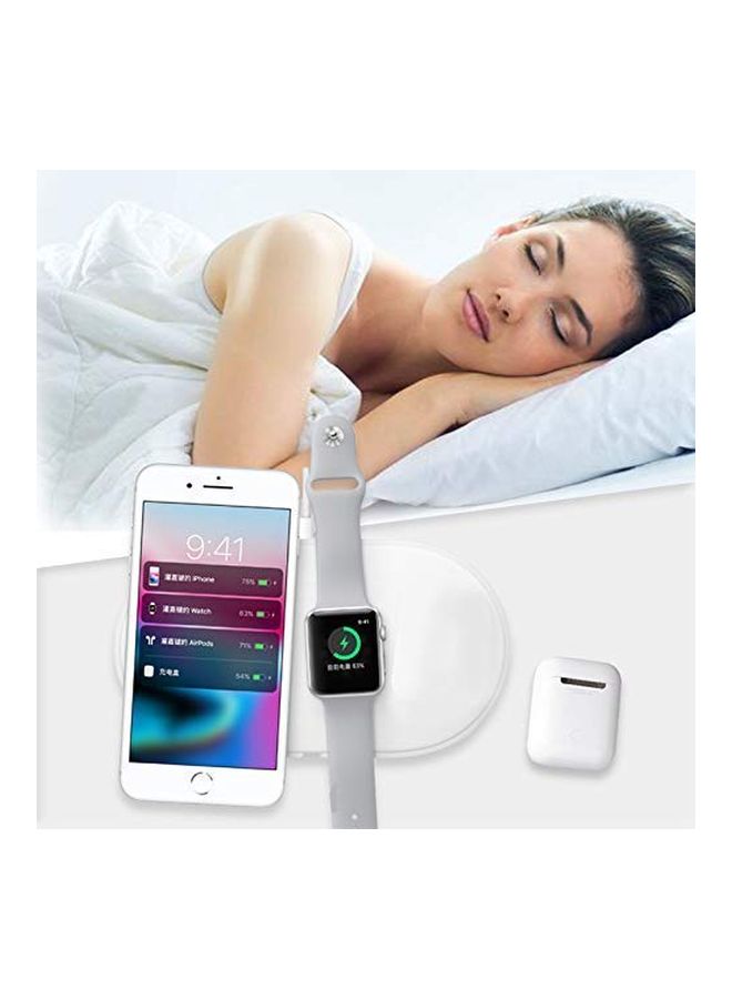 MARGOUN Charging Pad 3 In 1 Air QI Wireless Power Apple For Watch Edition Series 2 42mm/iPhone XS/AirPods White - Image 3