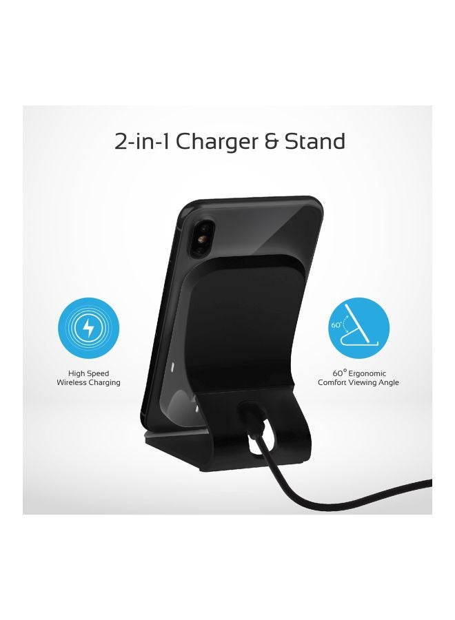 PROMATE Qi Wireless Charging, Ultra-Fast 15W Wireless Charging Pad Stand with Dual Charging Coil, QC 3.0 Wall Charger, USB-C Sync Charge Cable and Multiple Charging Area for iPhone XS Max/XR/XS/X/8+, Galaxy S9+/S8+/Note8, AuraDock-6 Grey-UK Grey  - Image 3