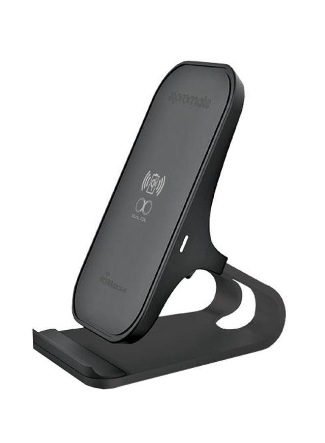 PROMATE Qi Wireless Charging, Ultra-Fast 15W Wireless Charging Pad Stand with Dual Charging Coil, QC 3.0 Wall Charger, USB-C Sync Charge Cable and Multiple Charging Area for iPhone XS Max/XR/XS/X/8+, Galaxy S9+/S8+/Note8, AuraDock-6 Grey-UK Grey  - Image 1