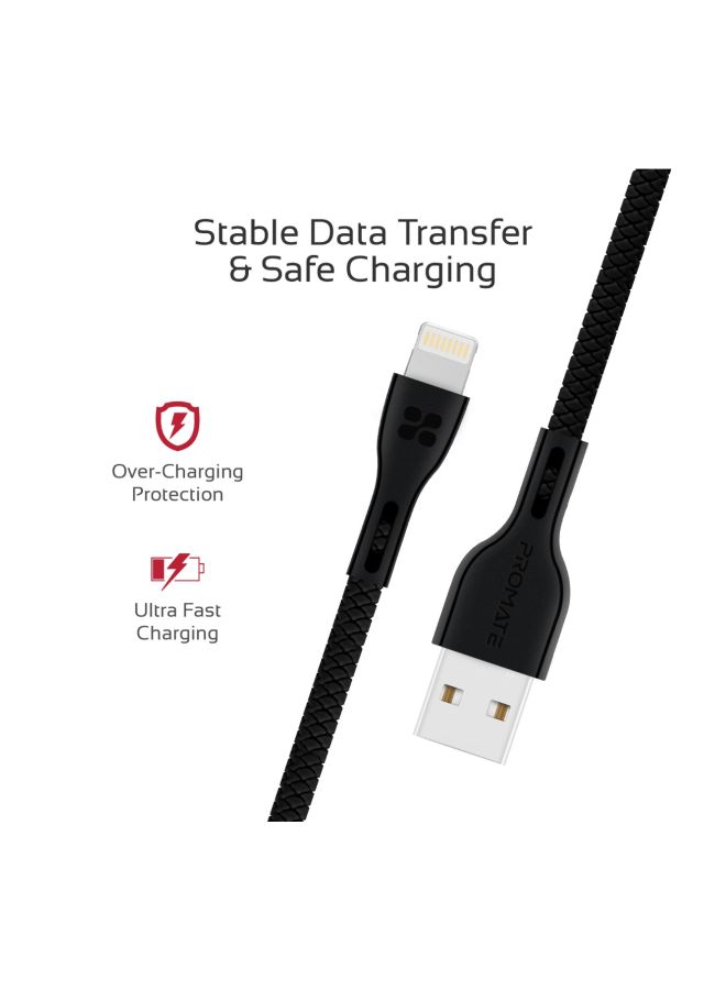 بروميت كابل باور بيم آي بسنون Lighting للشحن ومزامنة البيانات ضد الكسر أسود - Image 5