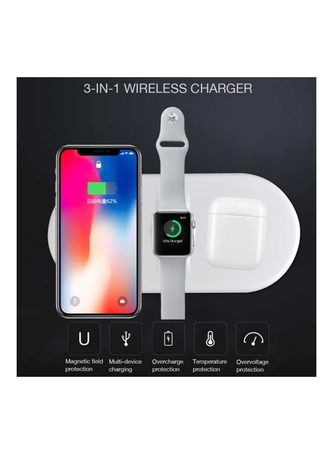 MARGOUN Charging Pad 3 In 1 Air QI Wireless Power Apple For Watch Edition Series 2 42mm/iPhone XS/AirPods White - Image 2