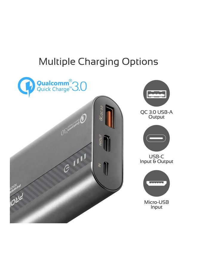 بروميت باور بنك صغير بحجم راحة اليد بقدرة 18 وات مزود بمنفذ إدخال وإخراج USB Type-C وشاحن خارجي يعمل بالبطارية، مع منفذ يدعم تقنية الشحن السريع QC 3.0، لأجهزة آيفون XS /XS ماكس وأجهزة سامسونج S9/S9 بلس، لون رمادي طراز PowerTank-10 رمادي - Image 5