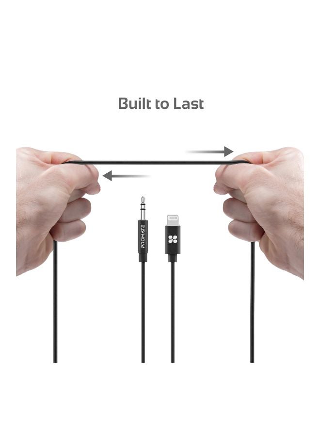 PROMATE - Apple MFi Certified 3.5mm Lightning to AUX Cable, Premium 1m Lightning to Male 3.5mm Headphone Jack Adapter Stereo Audio Cable with Digital Analog Converter for Bose, Marshall, AudioLink-LT1 Black Black - Image 1