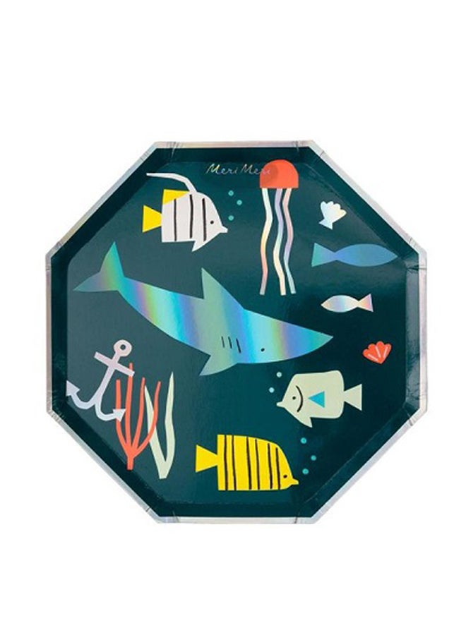 Meri Meri 8-Piece Under The Sea Side Printed Plate Set 