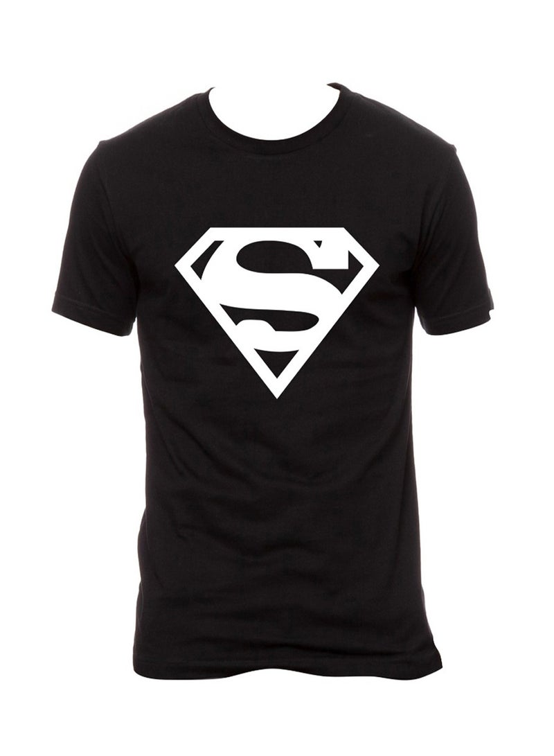 Superman Logo Printed Short Sleeve T-shirt Black - v1554210291/N22813443A_1