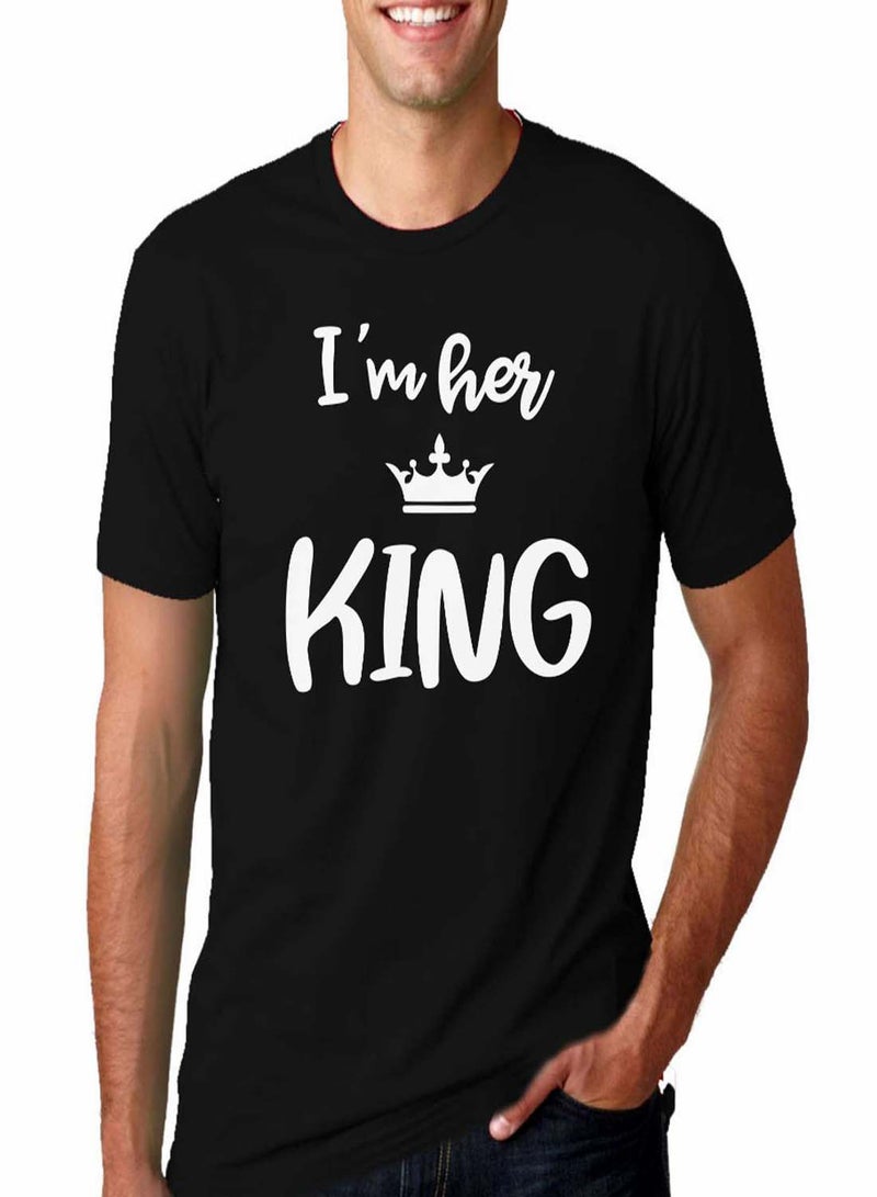 أف إم ستايلز تيشيرت بأكمام قصيرة مطبوع عليه كلمة "King" أسود - Image 3