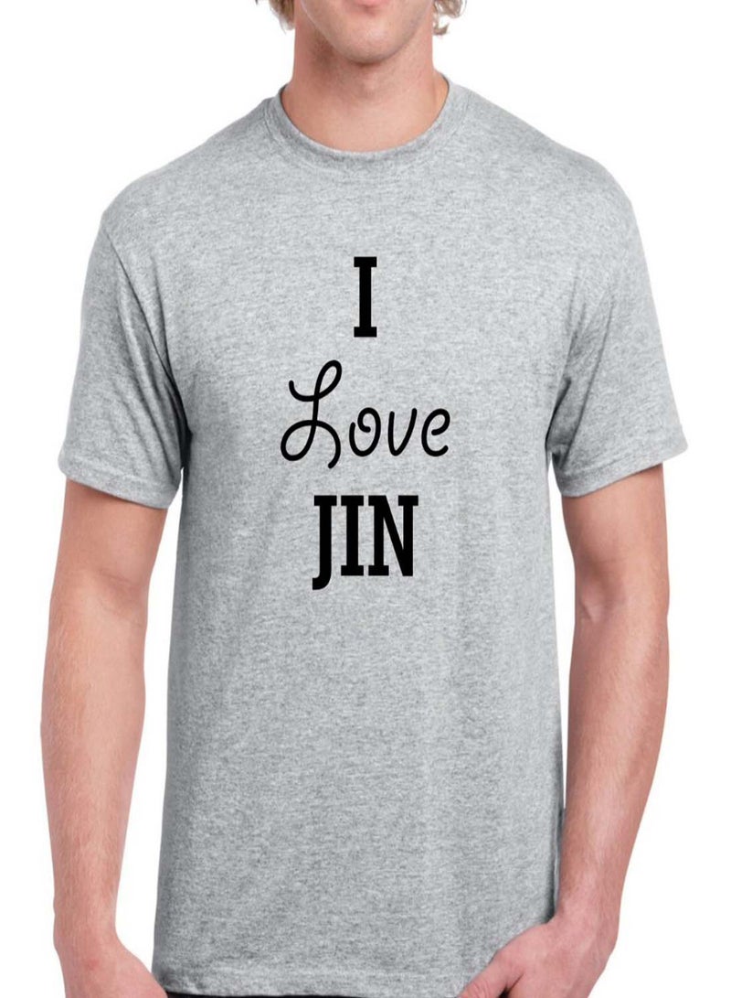 FMSTYLES BTS Member Jin Short Sleeve T-shirt Ash Grey  - Image 1