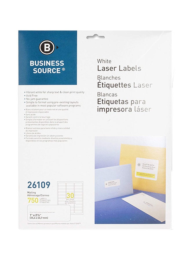 Business Source Pack Of 750 Source White Laser Mailing Label Multicolour - Image 1