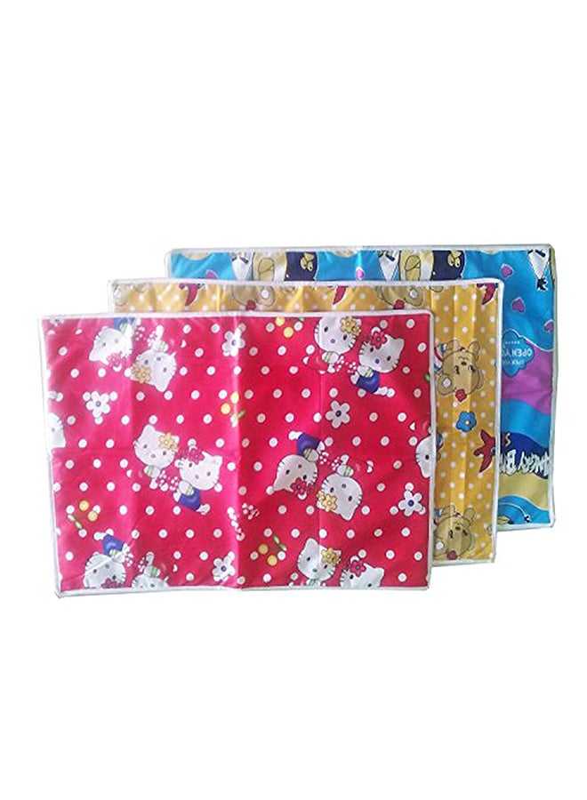 طقم مفارش  بلاستيكي مع جانب واحد مصنوع من القماش، مكون من 3 قطع