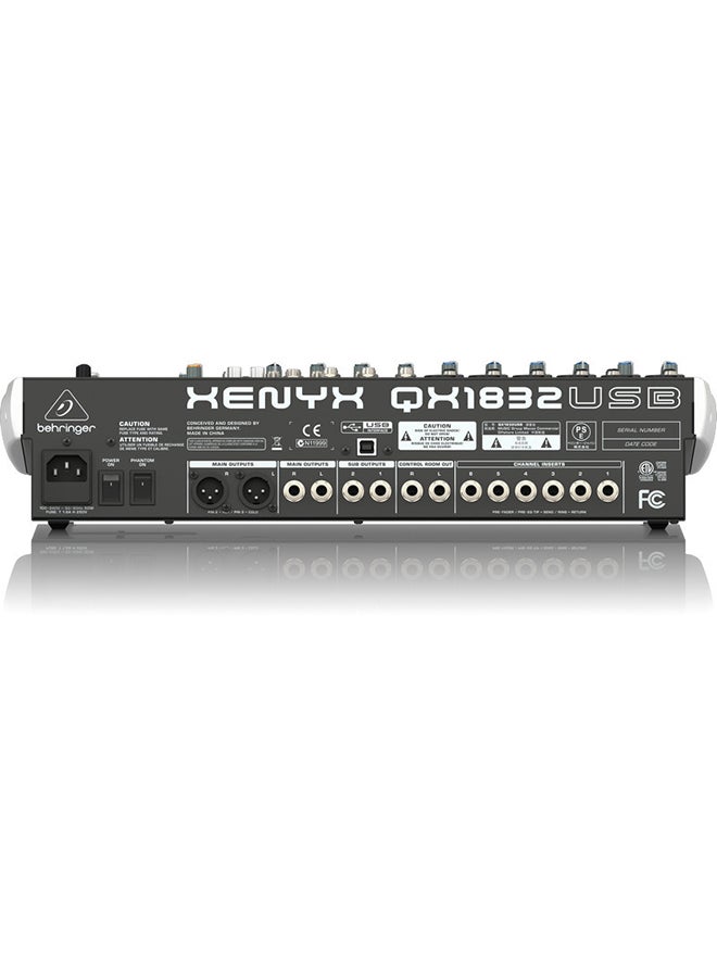 behringer - Premium 18-Input 3/2-Bus Mixer With Multi-FX Processor QX1832USB Grey/Red/Blue - Image 1