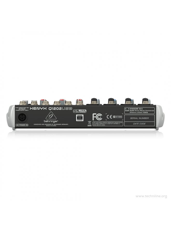 Premium 12-Input 2-Bus Mixer With Multi-FX Processor Q1202USB Grey/Black/Blue
