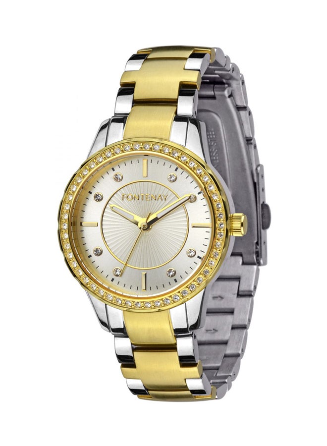 Fontenay Paris Women's Casual Silver And Gold Analog Metal Round Watch 319WXA