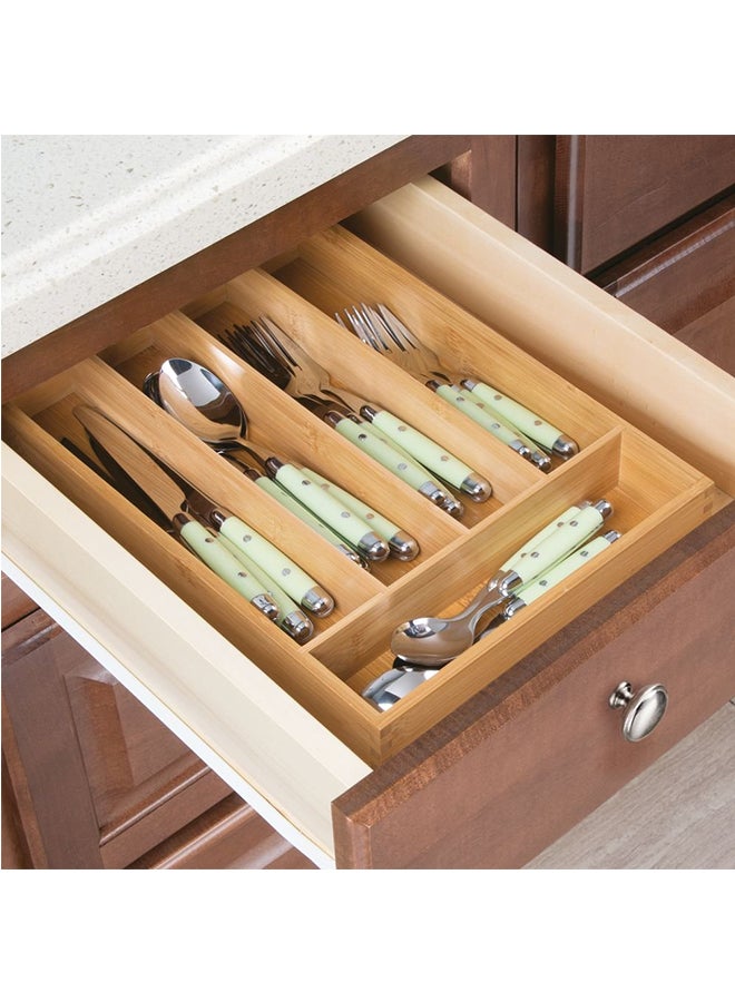 InterDesign - Bamboo Cutlery Tray and Drawer Organizer Brown 35.6 x 5.2 x 25.4centimeter - Image 1