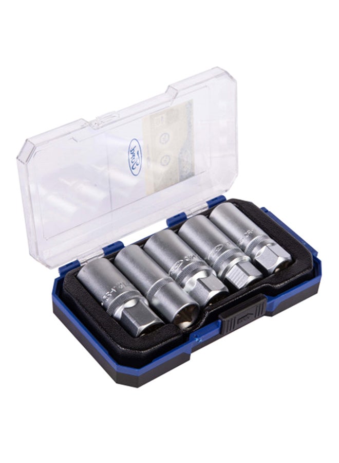 Ford 5 Piece Socket 1/2 Inch And 3/8 Inch Drive Set Blue/Black Blue/Black