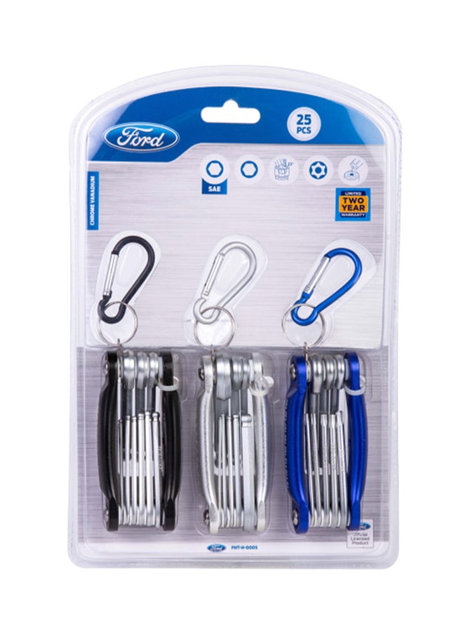 Ford 3 Piece Hex Key Folding Set Blue/Black 