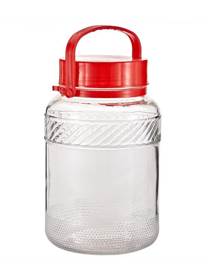 homes r us Harmony Glass Jar With Plastic Lid Red/Clear 4Liters  - Image 1
