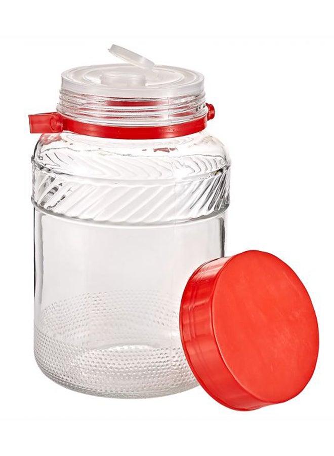 homes r us Harmony Glass Jar With Plastic Lid Red/Clear 4Liters  - Image 2