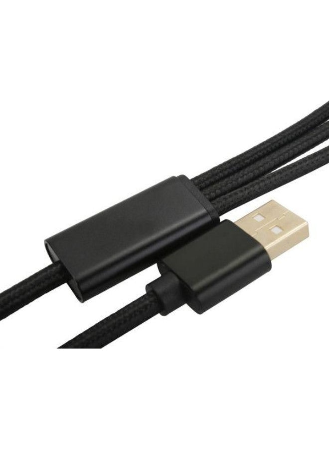 كابل شحن ومزامنة بيانات بـ 3 منافذ USB أسود - Image 3