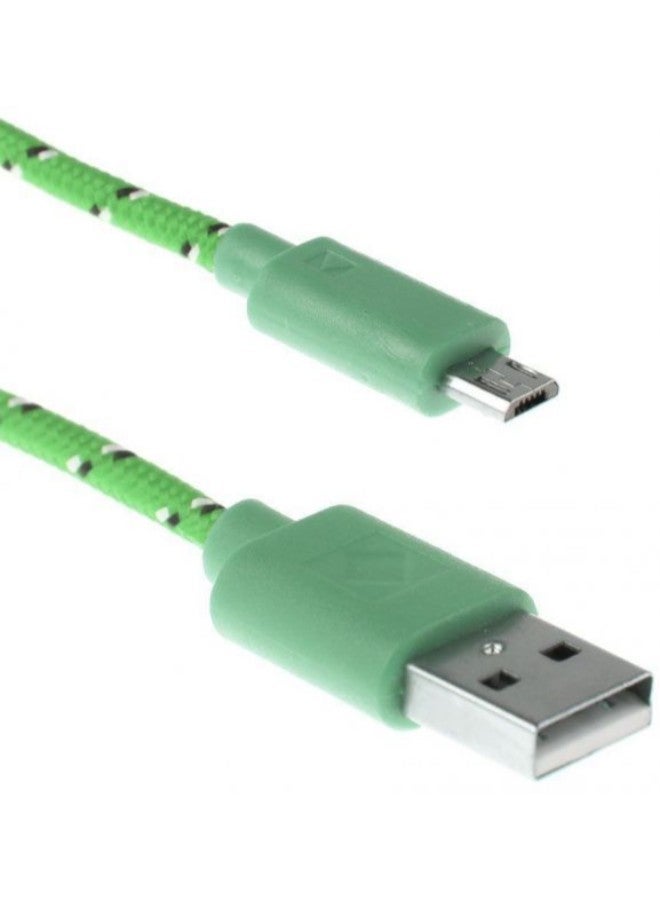 Micro USB Data Sync Charging Cable Green/Black - Image 2