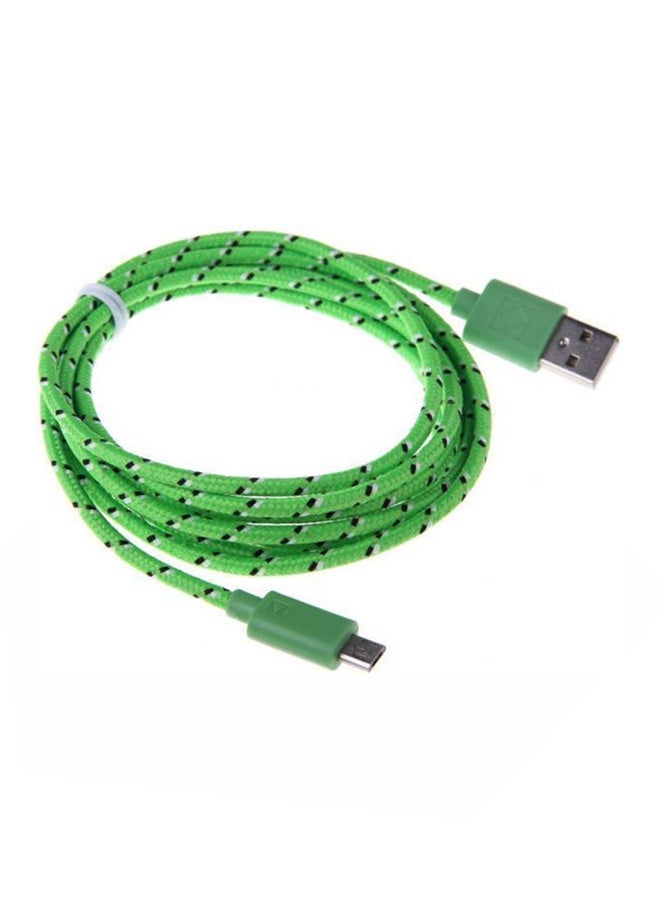 Micro USB Data Sync Charging Cable Green/Black - Image 1