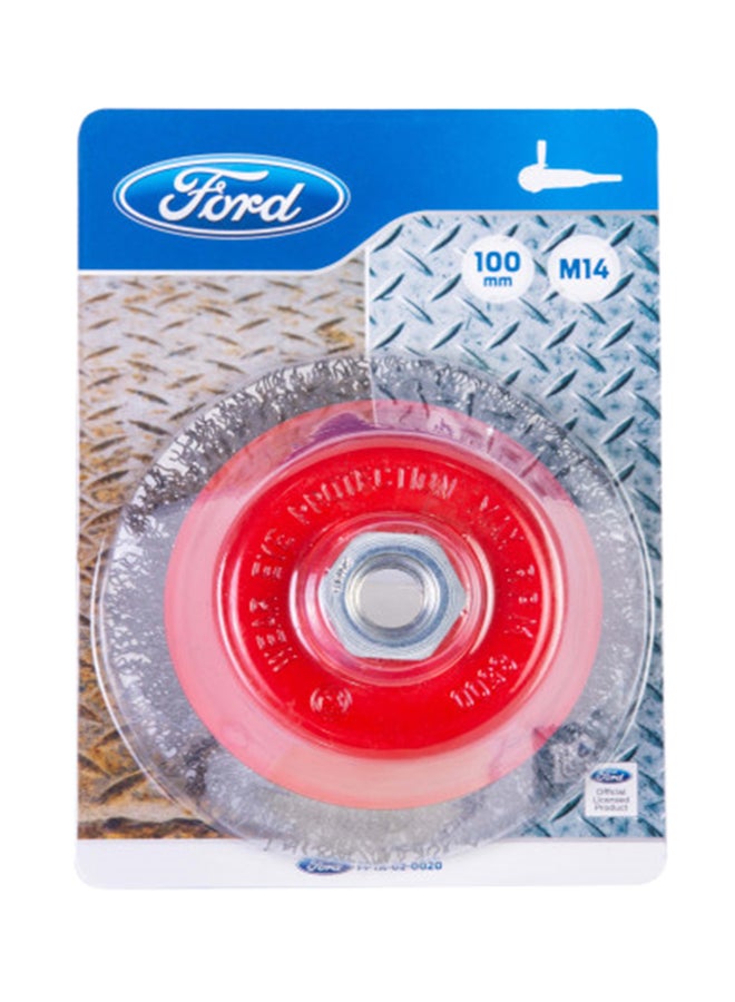 Ford 100mm Cup Brush - Waves Steel Wire M14 Red/Pink