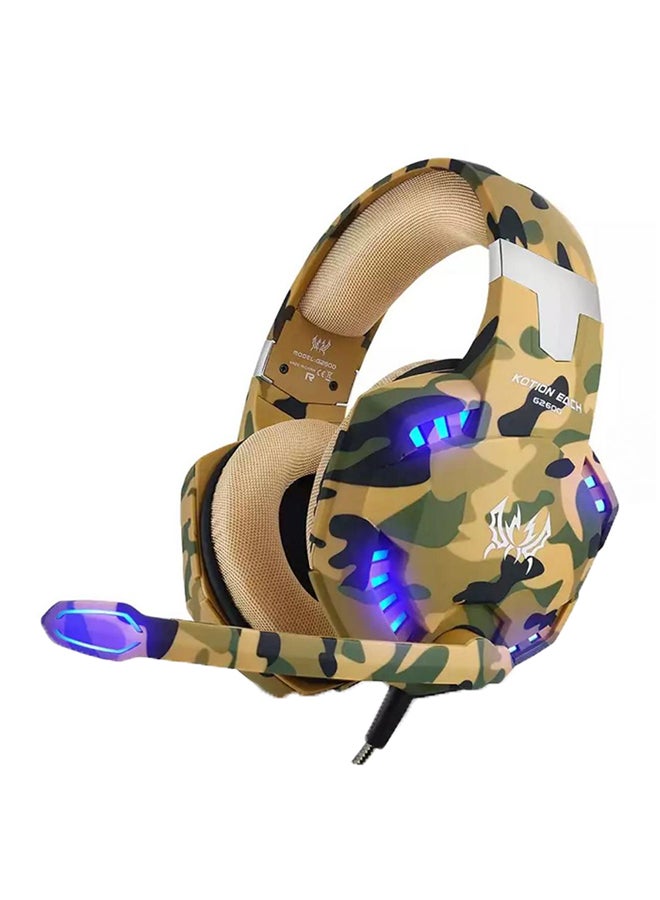 Gaming Headphone With Mic Stereo Bass LED Light Camouflage