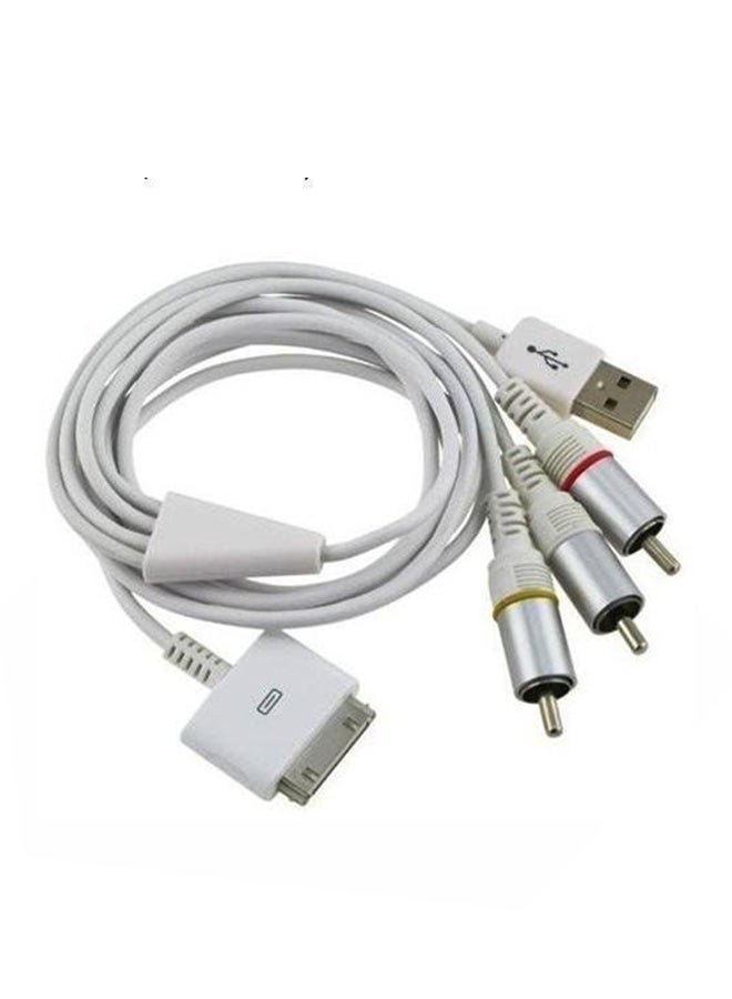 RCA Composite AV To TV USB Charger Cable White
