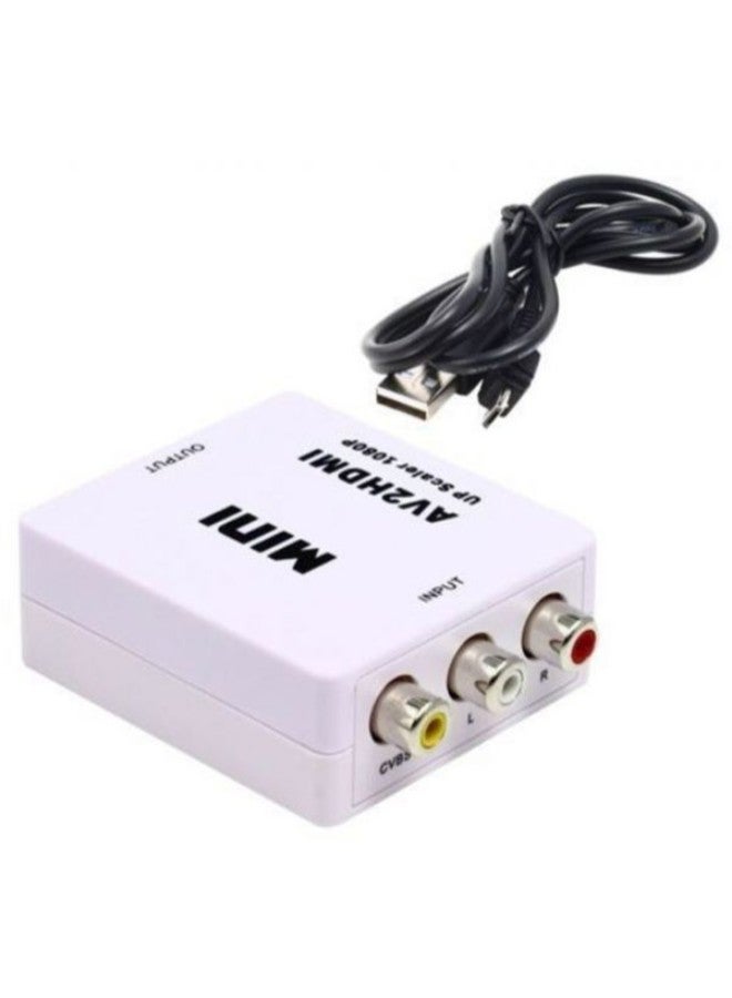 Generic - 1080p Resolution HDMI To AV Converter Adapter White - Image 1