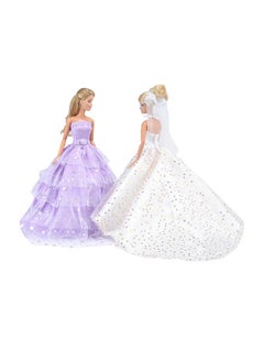 E-TING 2-Piece Sequin Barbie Doll Clothes With Veil And Scarf 