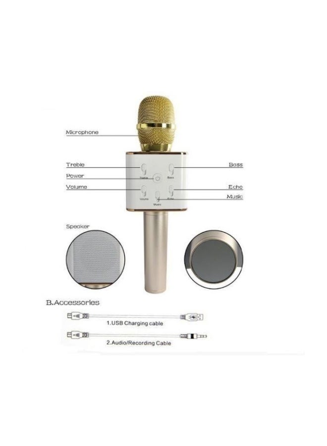 2-In-1 Karaoke Bluetooth Wireless Microphone Q7 Gold - Image 2