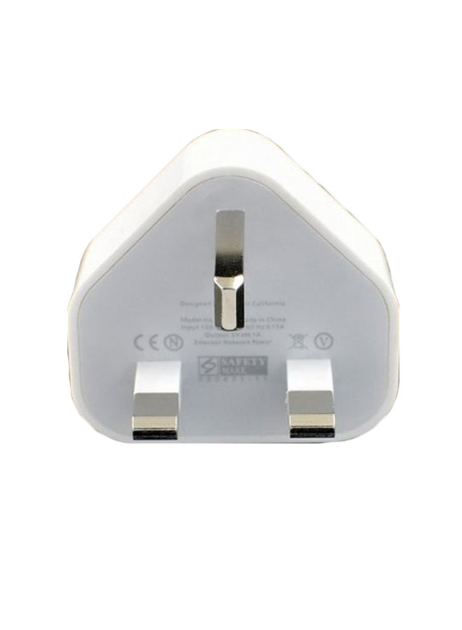 ماركة غير محددة شاحن جداري بمنفذ USB مع محول طاقة كهربائية بتيار متردد وبثلاثة دبابيس لهاتف آيفون 3G 3Gs 4G وجهاز آيبود تاتش 3 أبيض 