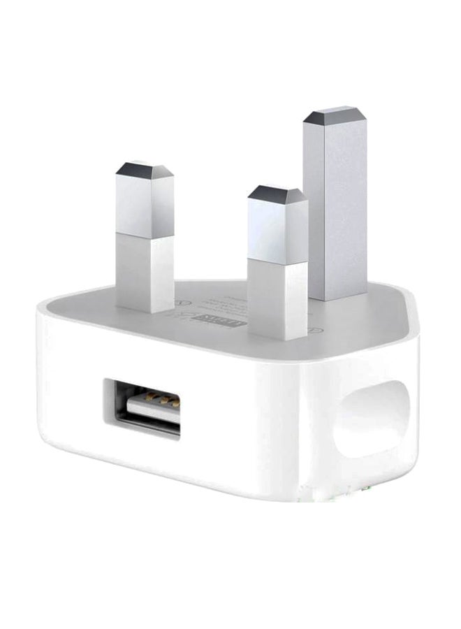 UAE 3 Pins Wall Charger USB Adapter Plug White  - Image 1