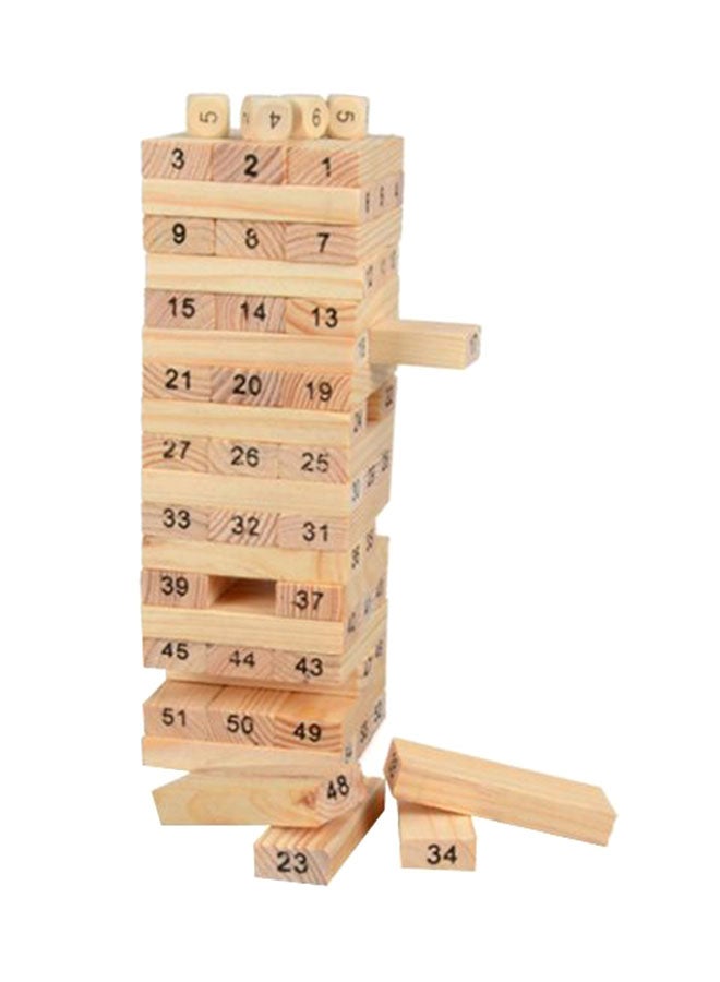 54-Piece Wooden Tower Hardwood Building Blocks Toy - Image 1