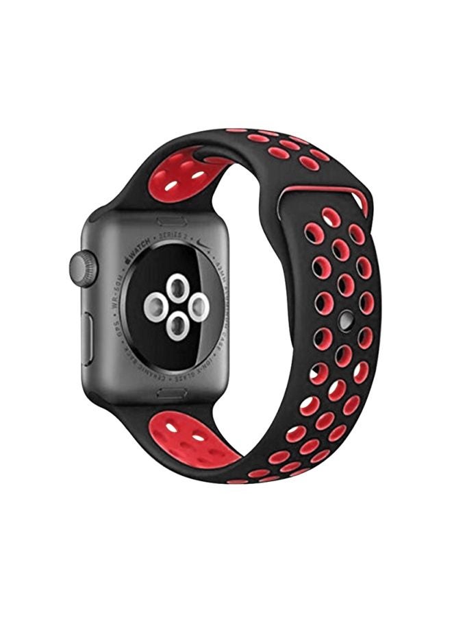 Generic - Replacement Band For Apple Watch All Series Compatible with 49mm/45mm/44mm/42mm Red/Black - Image 1