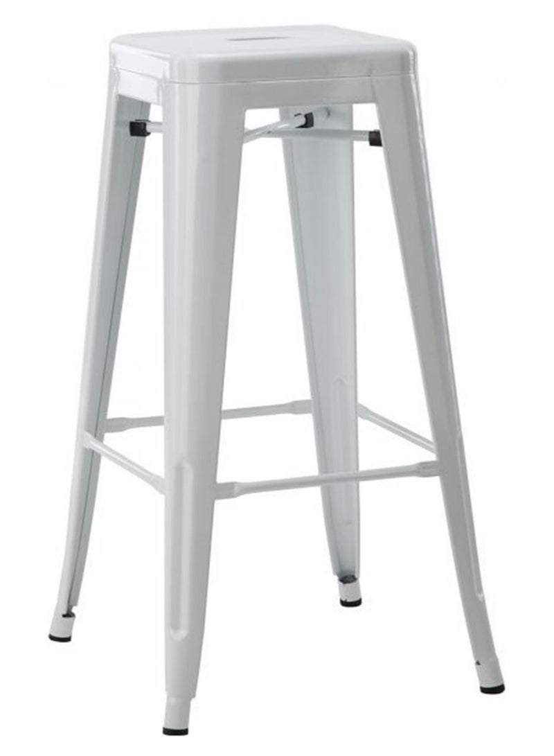 Metal Bar Dining Stool White 75centimeter