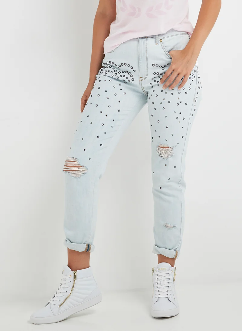 Juicy Couture Dots Ripped Detail Jeans