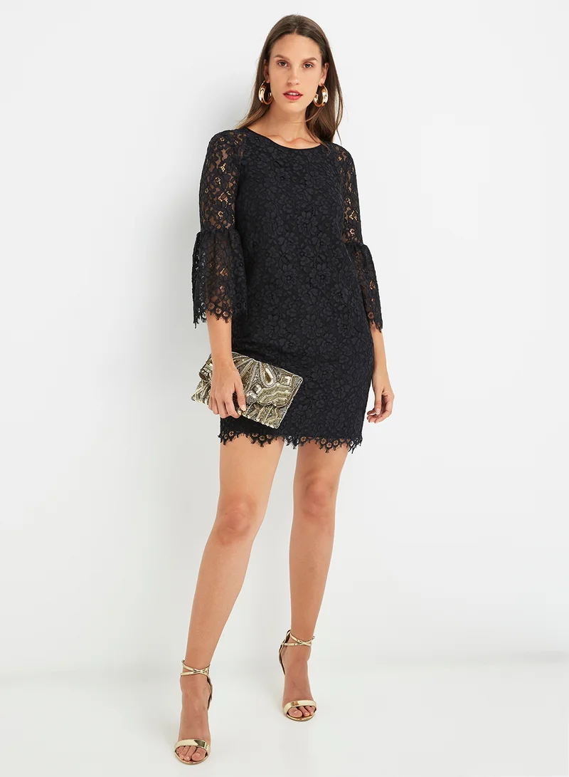 Juicy Couture Floral Lace Dress Black