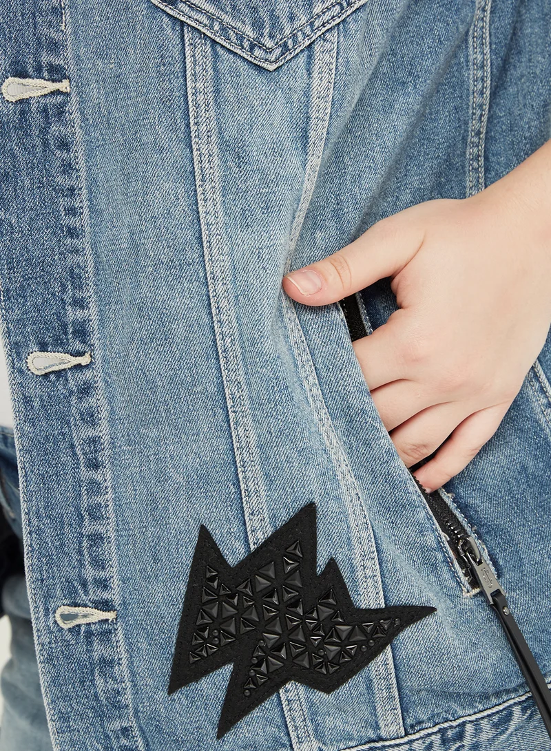Juicy Couture Button Detail Denim Top Blue