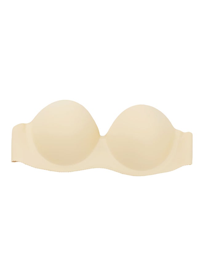 Generic - Seamless Padded Push Up Underwire 1/2 Cup Strapless Bra Beige - Image 1