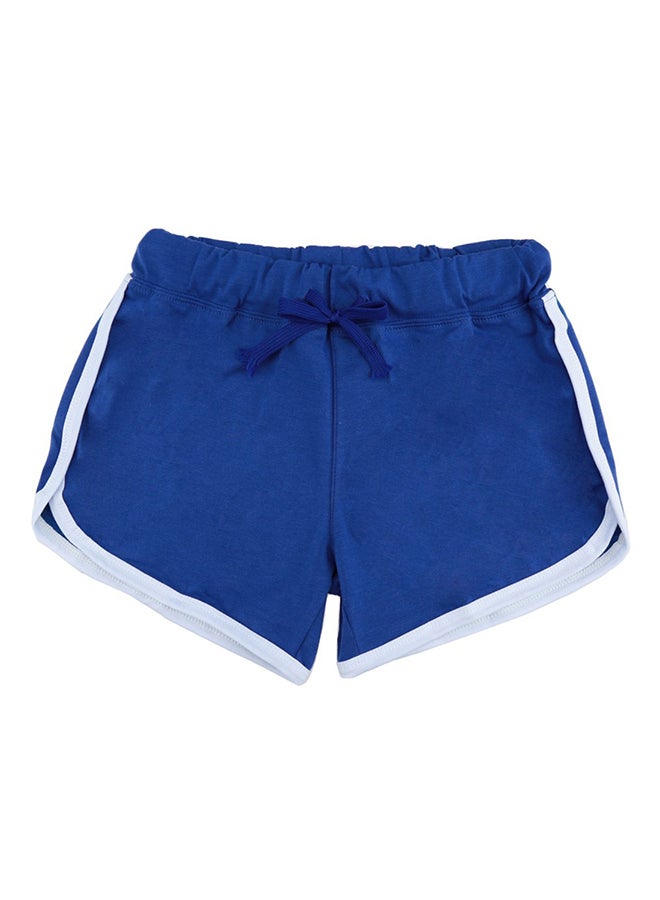 Contrast Binding Side Split Yoga Shorts Blue/White - Image 1