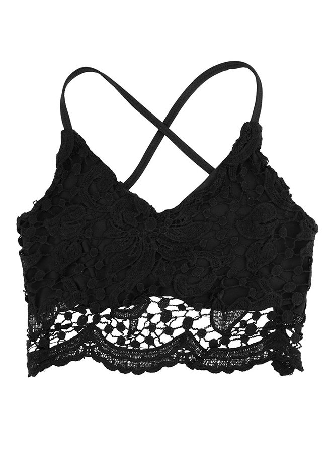 Cross Back Lace Bralette Black  - Image 1
