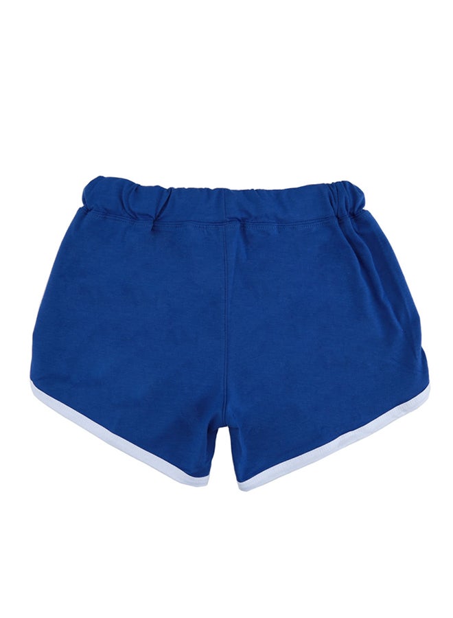 Contrast Binding Side Split Yoga Shorts Blue/White - Image 2