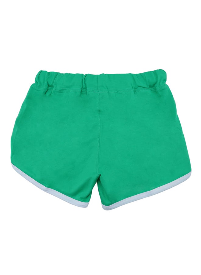 شورت يوغا بطرف مفتوح وبإطار من الجانبين، لون أخضر/ أبيض أخضر/أبيض - Image 2