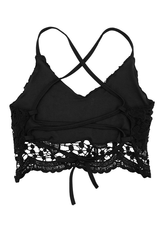 Cross Back Lace Bralette Black  - Image 2