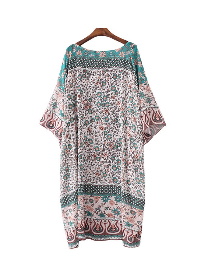 Generic - Floral Print Cardigan Boho Bikini Cover Up Beachwear Green - Image 1