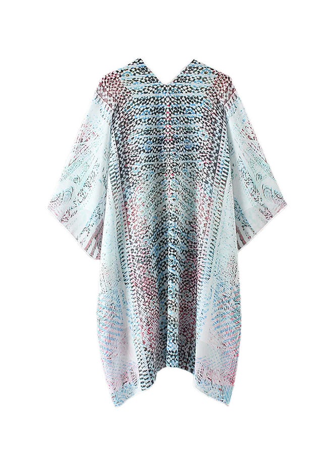 Gradient Print Kimono Bikini Outwear White - Image 3
