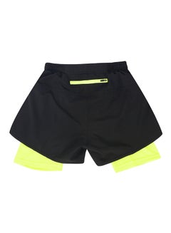 ARSUXEO 2-In-1 Breathable Running Shorts Green Black/Neon Green  - Image 2
