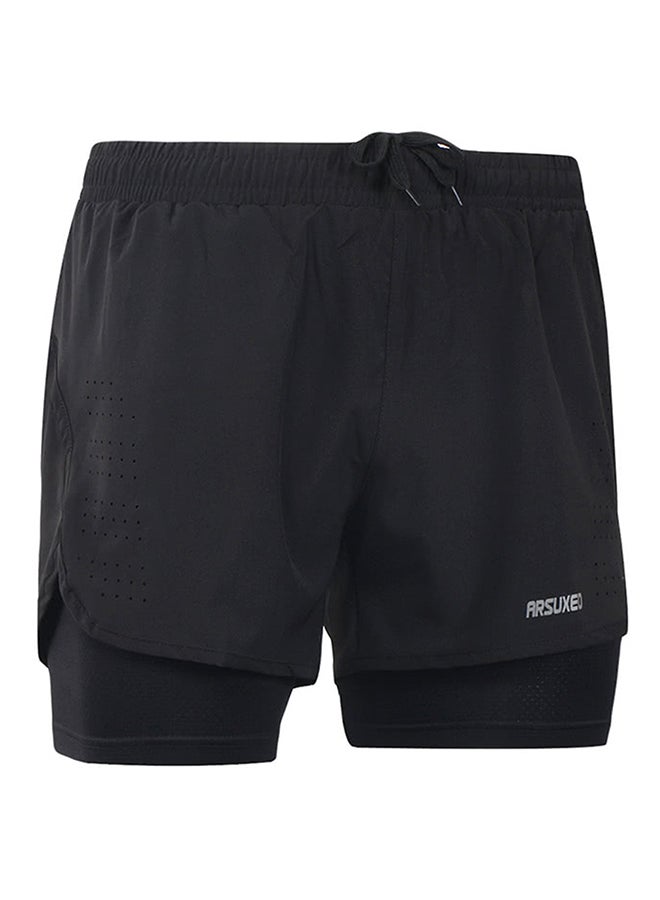 ARSUXEO - 2-In-1 Breathable Running Shorts Black - Image 1