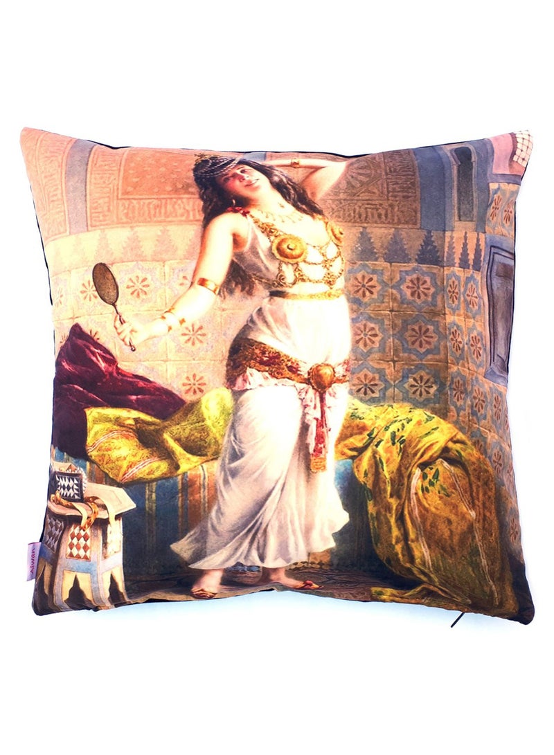 ألوان غطاء وسادة مطبوع بصورة سيدة عثمانية متعدد الألوان 40x40سم  - Image 1