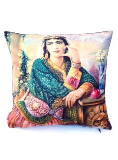 Alwan Ottoman Lady Print Cushion Cover Multicolour 40x40cm  - Image 1